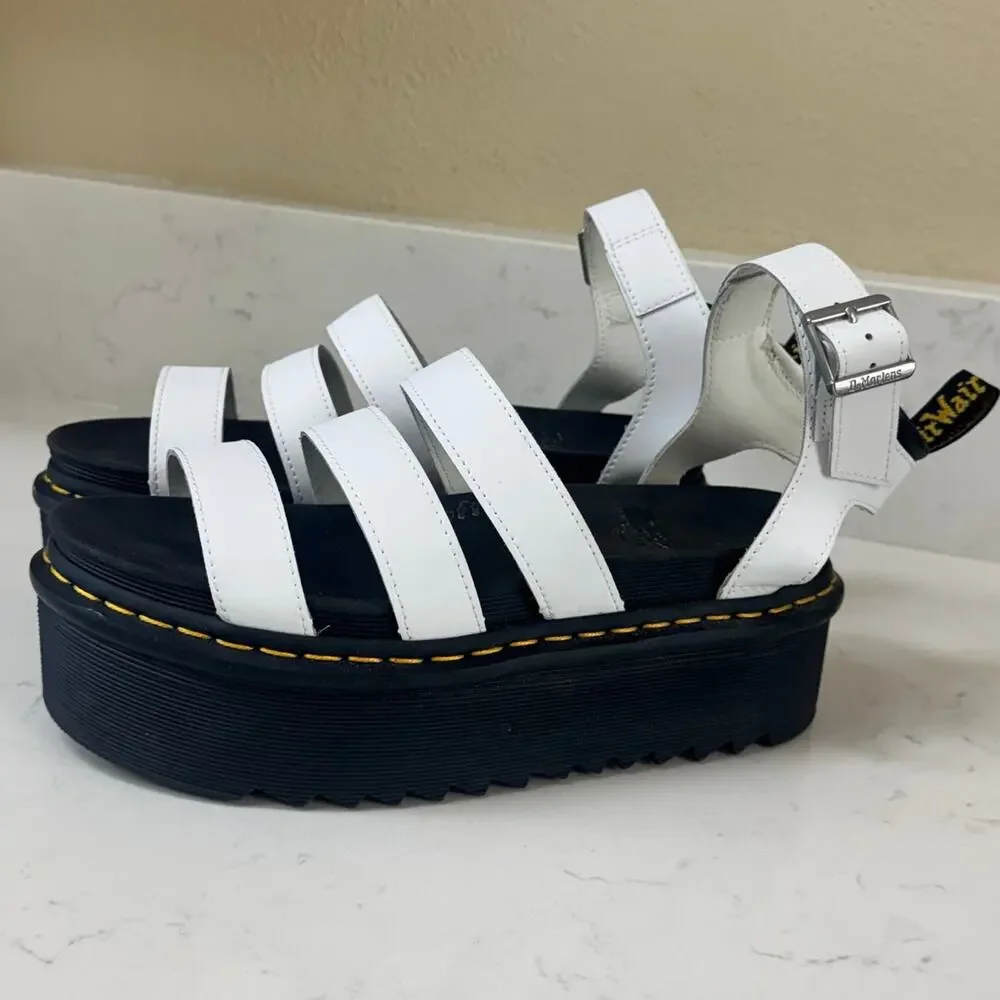 Dr. Martens White Voss Quad Platform Gladiator Sandals - Women’s Size 9